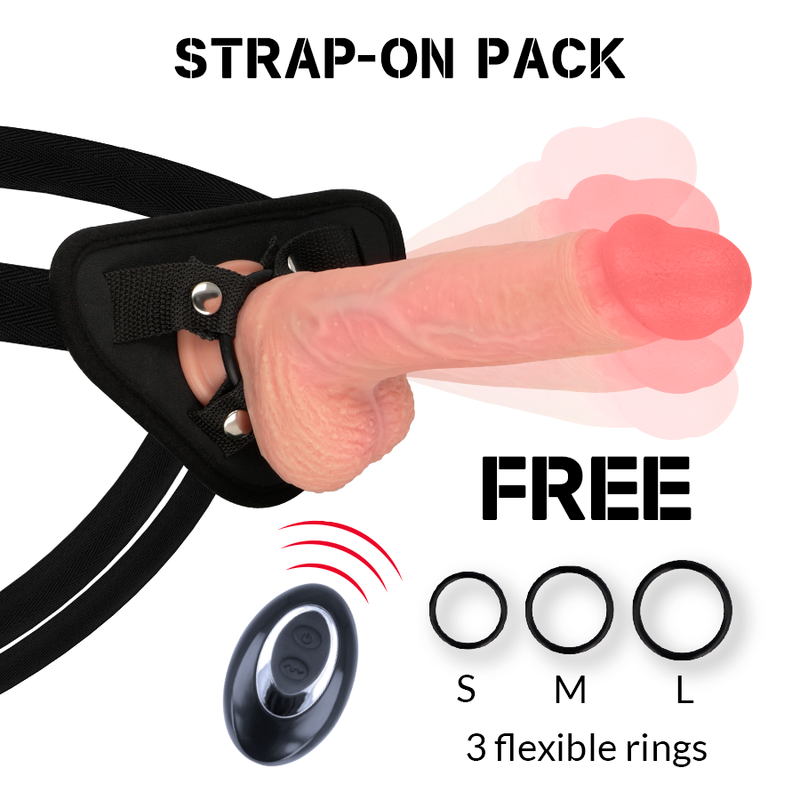 ROCKARMY - ARNÊS + VIBRADOR LÍQUIDO DE SILICONE PREMIUM CONTROLO REMOTO APACHE 20.5 CM -O- 4.62 CM