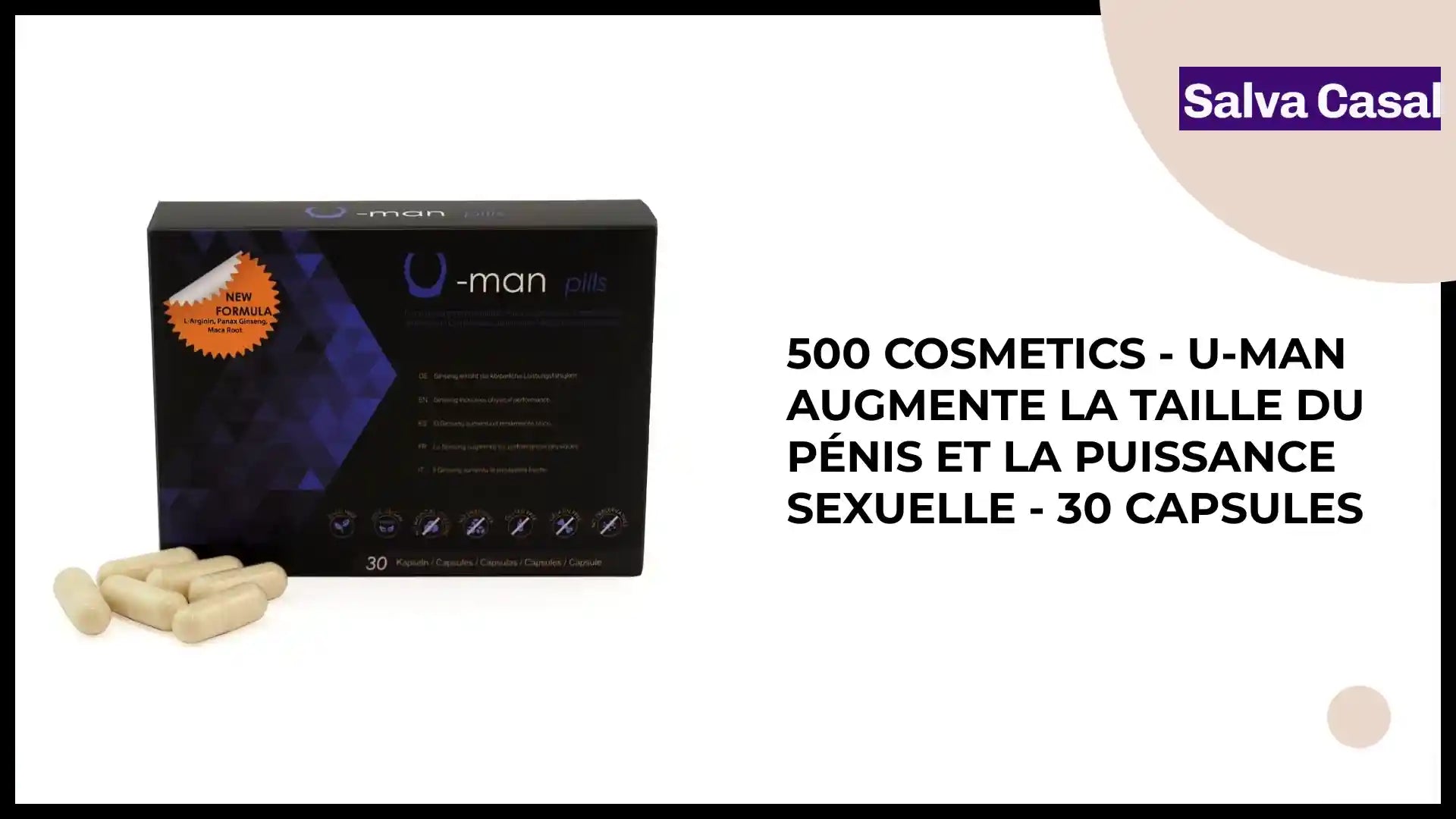 500 COSMETICS - U-MAN AUGMENTE LA TAILLE DU P&Eacute;NIS ET LA PUISSANCE SEXUELLE - 30 CAPSULES by@Outfy